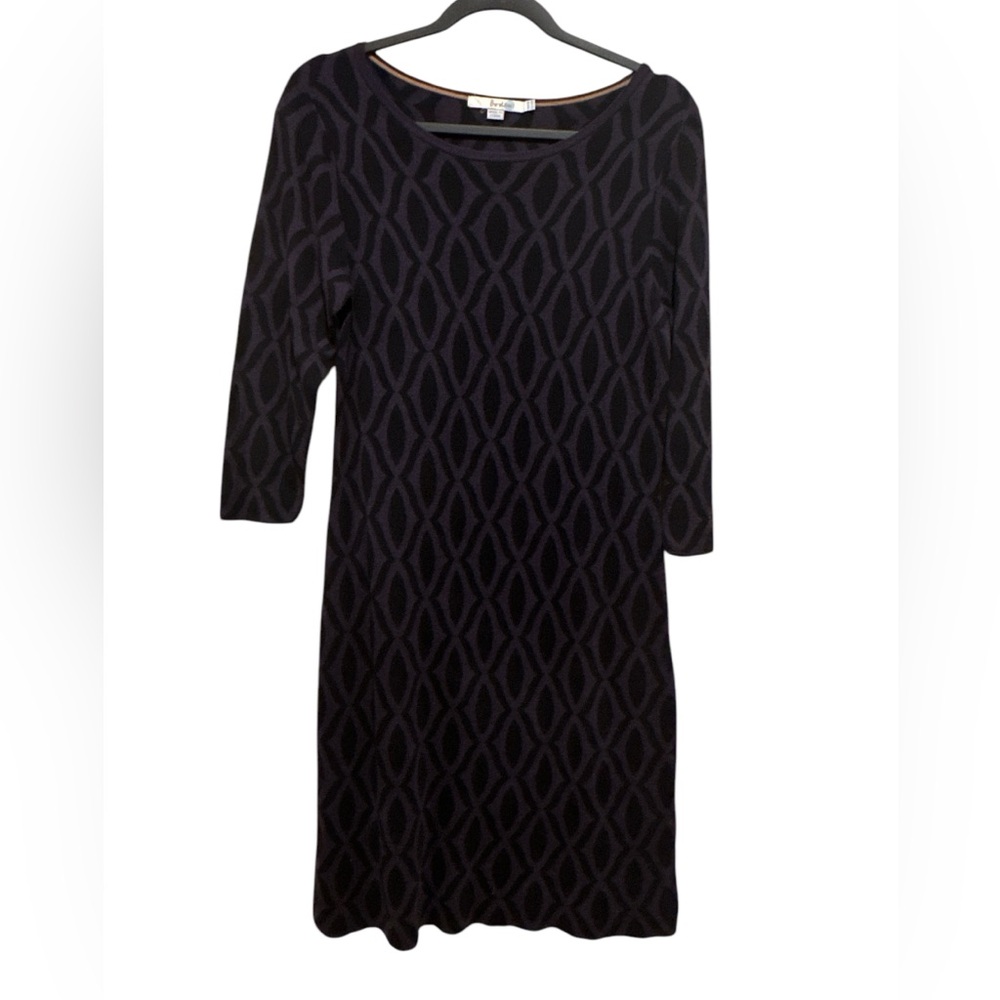 Boden Purple black print long sleeve dress 10R